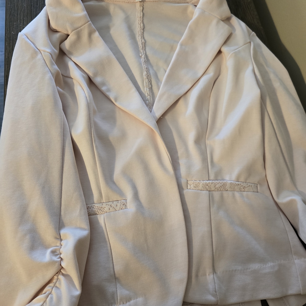 Candie's Cream Blazer with Lace Accents